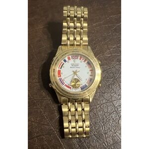 SEIKO Quartz World Timer Men's Watch 8V22-7008 Vintage 1980S. New Battery Works